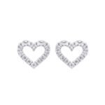 9ct White Gold 0.15cttw Open Heart Stud Earrings